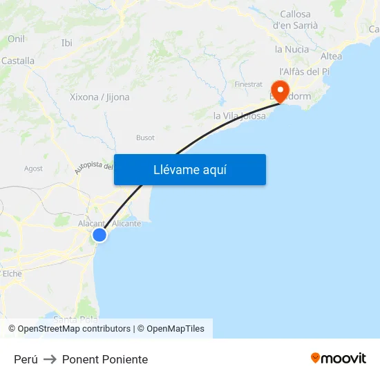 Perú to Ponent Poniente map