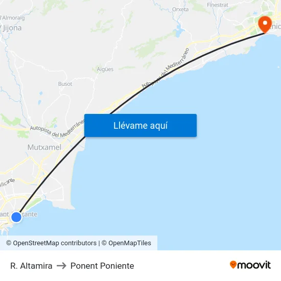 R. Altamira to Ponent Poniente map