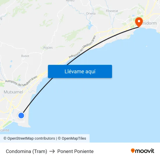 Condomina (Tram) to Ponent Poniente map
