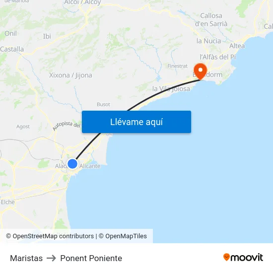 Maristas to Ponent Poniente map