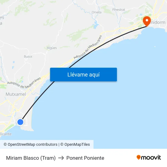 Miriam Blasco (Tram) to Ponent Poniente map