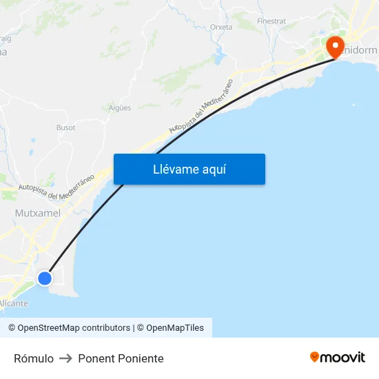 Rómulo to Ponent Poniente map