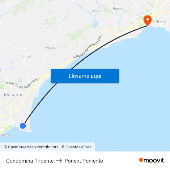 Condomina-Tridente to Ponent Poniente map