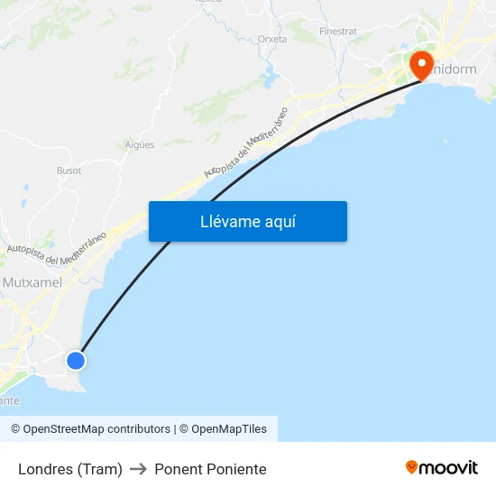 Londres (Tram) to Ponent Poniente map