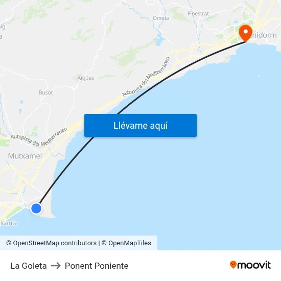 La Goleta to Ponent Poniente map