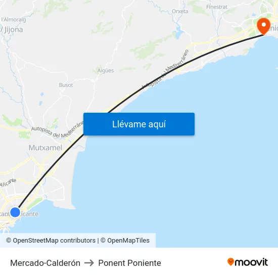 Mercado-Calderón to Ponent Poniente map