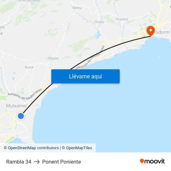 Rambla 34 to Ponent Poniente map