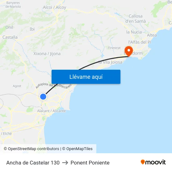 Ancha de Castelar 130 to Ponent Poniente map