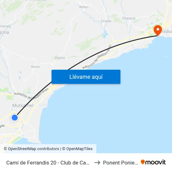 Camí de Ferrandis 20  - Club de Campo V to Ponent Poniente map