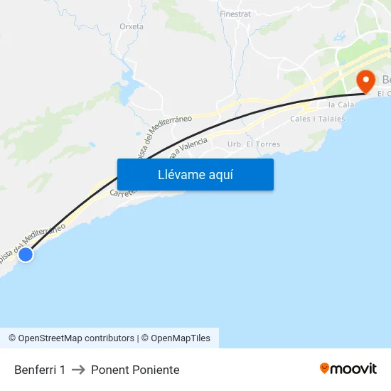 Benferri 1 to Ponent Poniente map