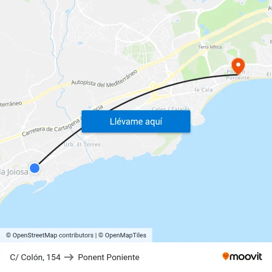 C/ Colón, 154 to Ponent Poniente map