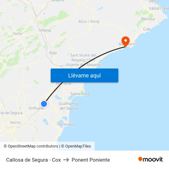 Callosa de Segura - Cox to Ponent Poniente map