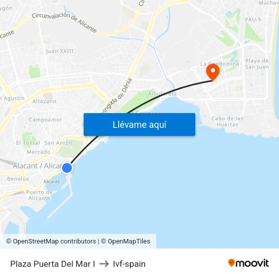 Plaza Puerta Del Mar I to Ivf-spain map