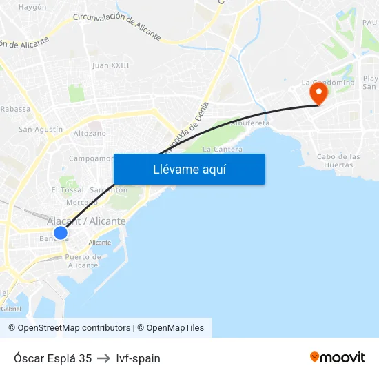 Óscar Esplá 35 to Ivf-spain map