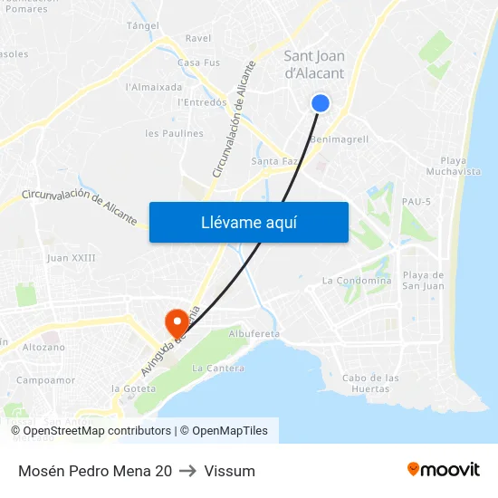 Mosén Pedro Mena 20 to Vissum map