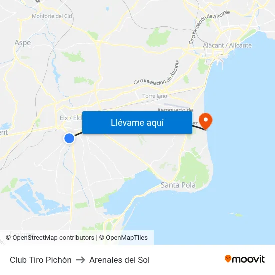 Club Tiro Pichón to Arenales del Sol map