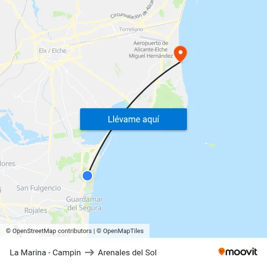La Marina - Campin to Arenales del Sol map