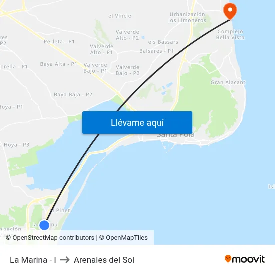 La Marina - I to Arenales del Sol map