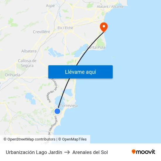 Urbanización Lago Jardín to Arenales del Sol map