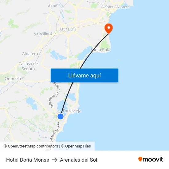 Hotel Doña Monse to Arenales del Sol map