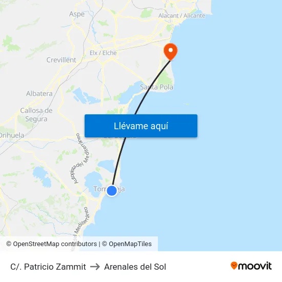 C/. Patricio Zammit to Arenales del Sol map