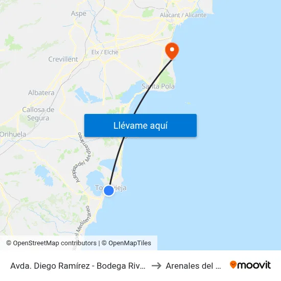 Avda. Diego Ramírez - Bodega Rivera to Arenales del Sol map