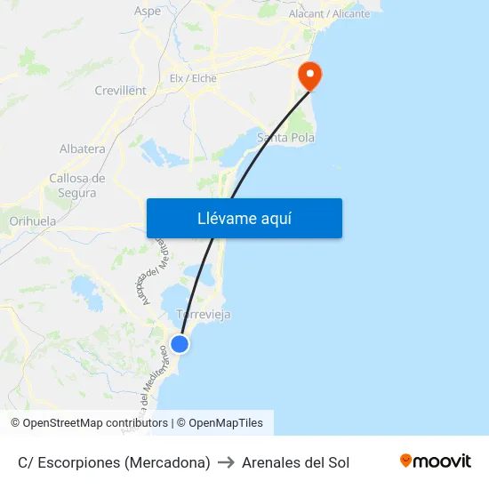 C/ Escorpiones (Mercadona) to Arenales del Sol map