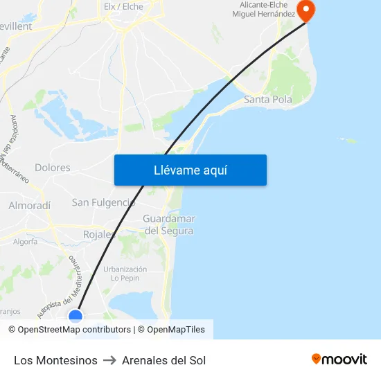 Los Montesinos to Arenales del Sol map