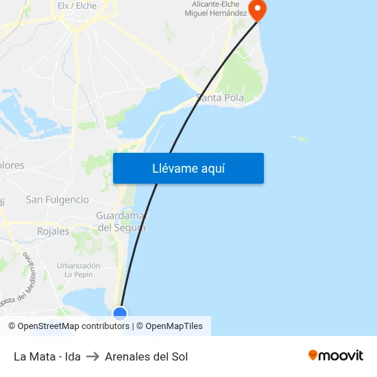 La Mata - Ida to Arenales del Sol map