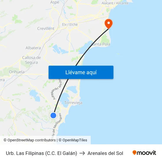 Urb. Las Filipinas (C.C. El Galán) to Arenales del Sol map