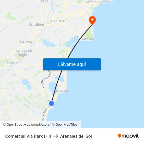 Comercial Via Park I - II to Arenales del Sol map