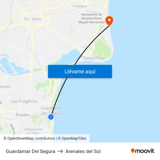 Guardamar Del Segura to Arenales del Sol map
