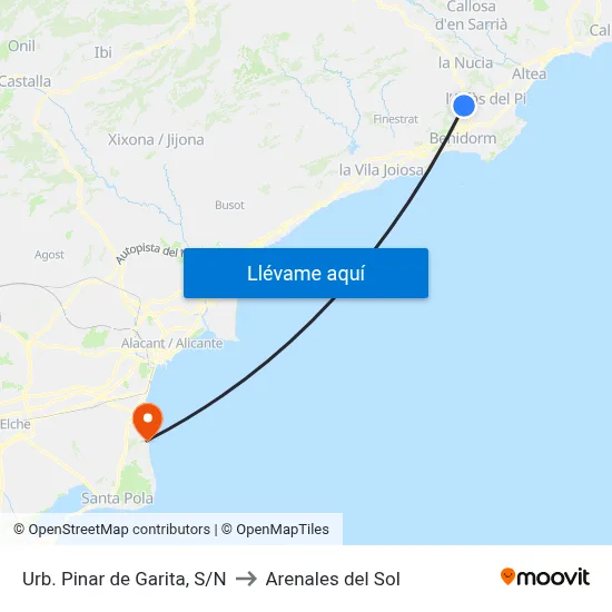 Urb. Pinar de Garita, S/N to Arenales del Sol map