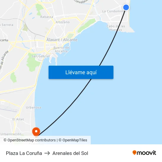 Plaza La Coruña to Arenales del Sol map