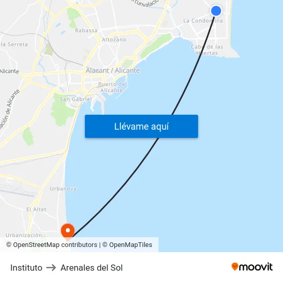 Instituto to Arenales del Sol map