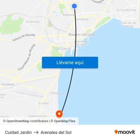 Cuidad Jardin to Arenales del Sol map