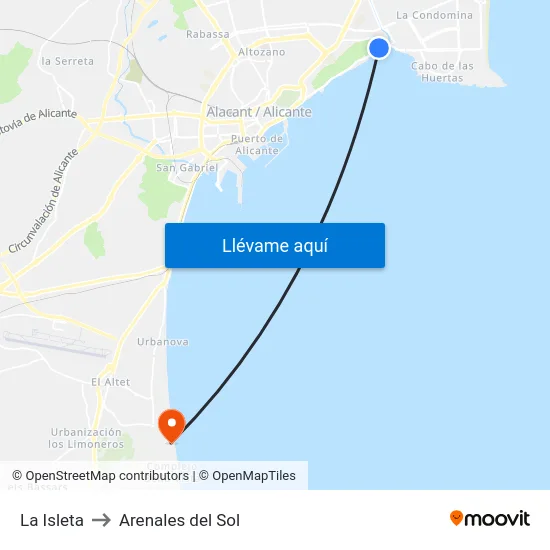 La Isleta to Arenales del Sol map