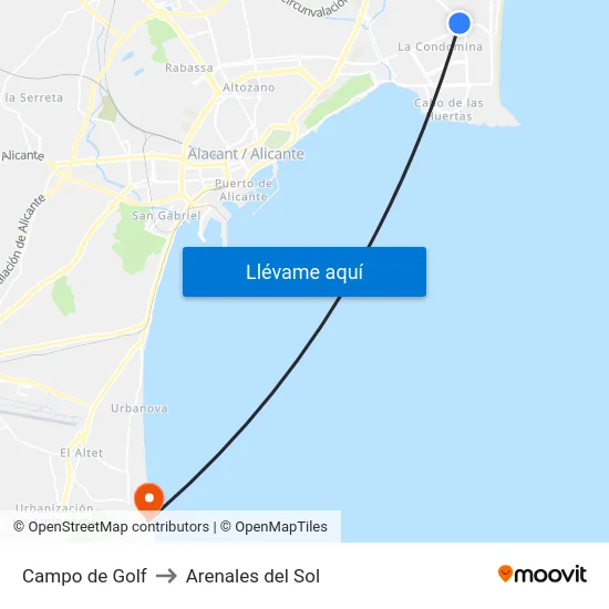 Campo de Golf to Arenales del Sol map