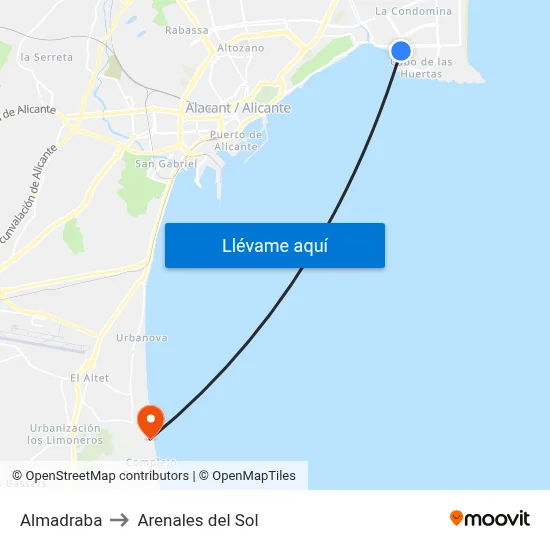 Almadraba to Arenales del Sol map