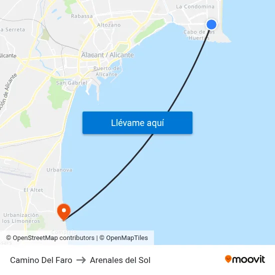 Camino Del Faro to Arenales del Sol map