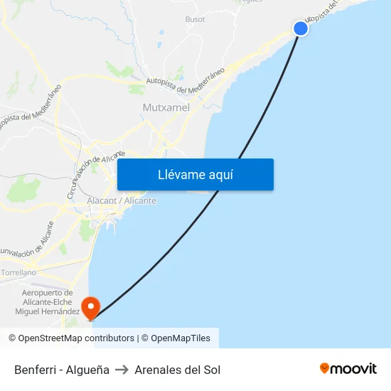 Benferri - Algueña to Arenales del Sol map