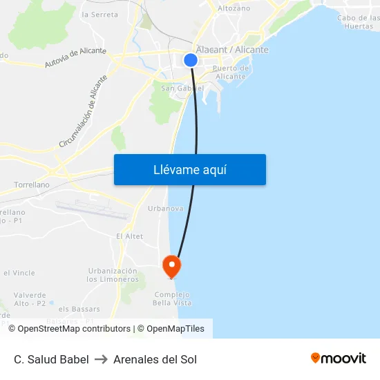 C. Salud Babel to Arenales del Sol map