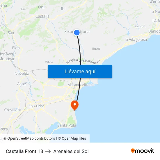 Castalla Front 18 to Arenales del Sol map