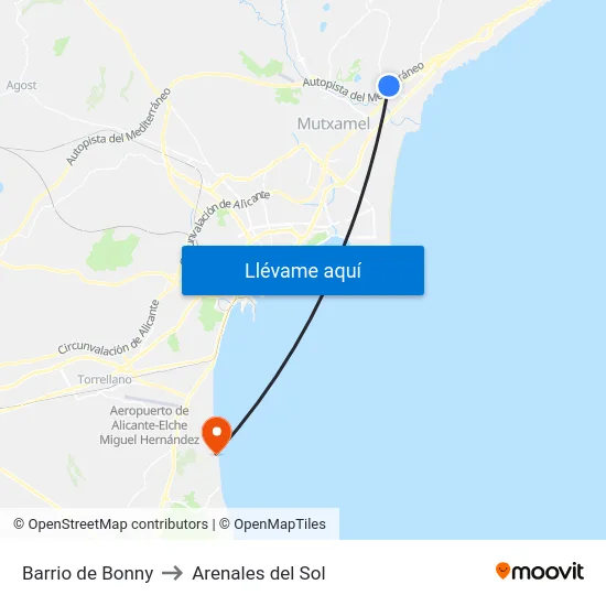 Barrio de Bonny to Arenales del Sol map