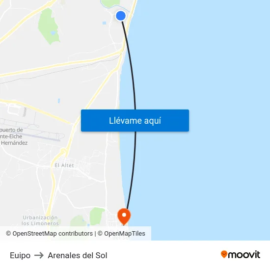 Euipo to Arenales del Sol map