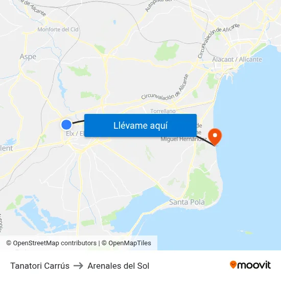 Tanatori Carrús to Arenales del Sol map