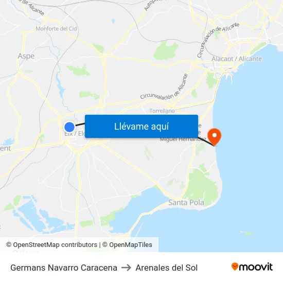 Germans Navarro Caracena to Arenales del Sol map