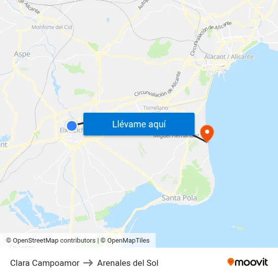 Clara Campoamor to Arenales del Sol map