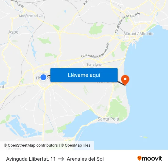 Avinguda Llibertat, 11 to Arenales del Sol map