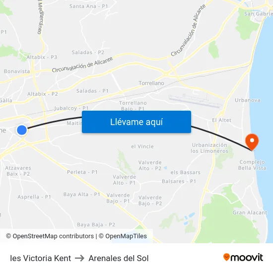 Ies Victoria Kent to Arenales del Sol map